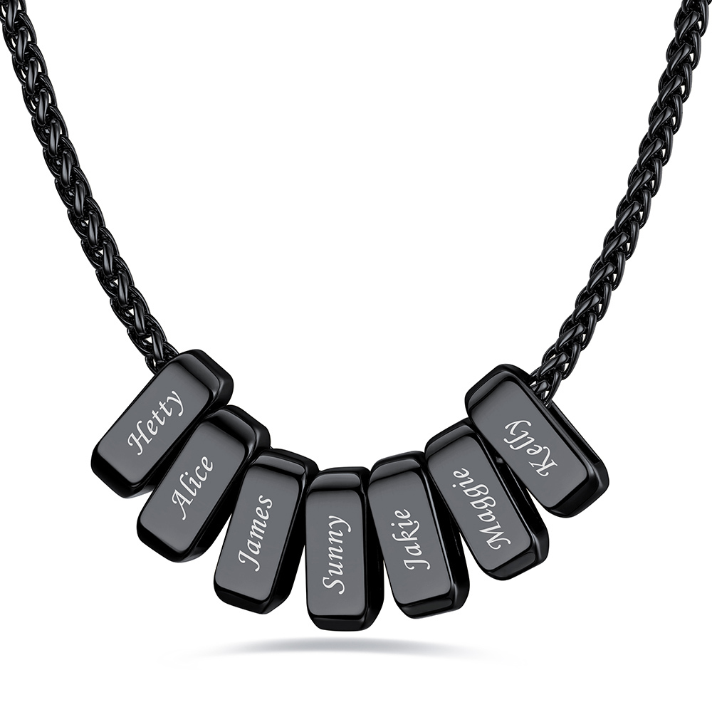Custom Engraved Names Bead 3mm Cable Chain For Men