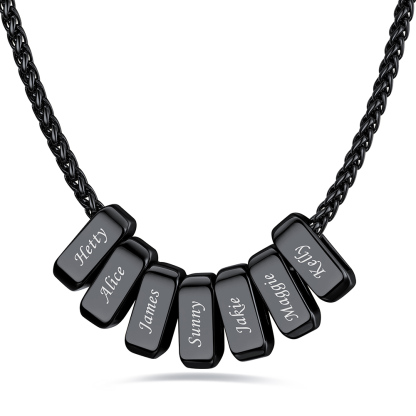 Custom Engraved Names Bead 3mm Cable Chain For Men