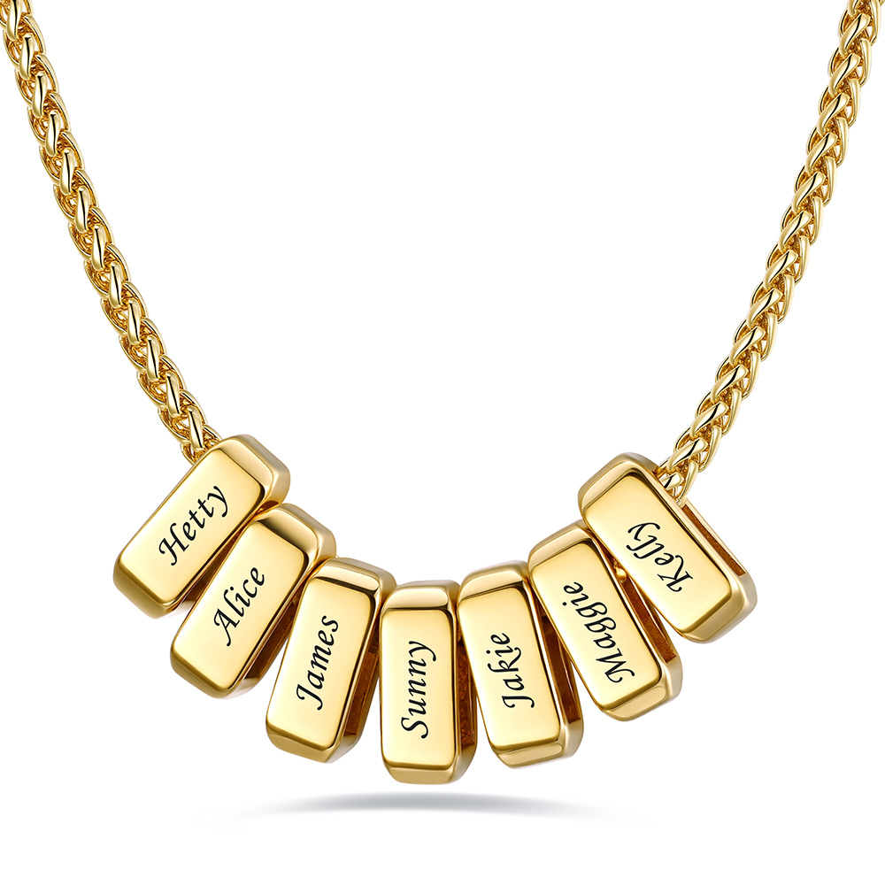 Custom Engraved Names Bead 3mm Cable Chain For Men