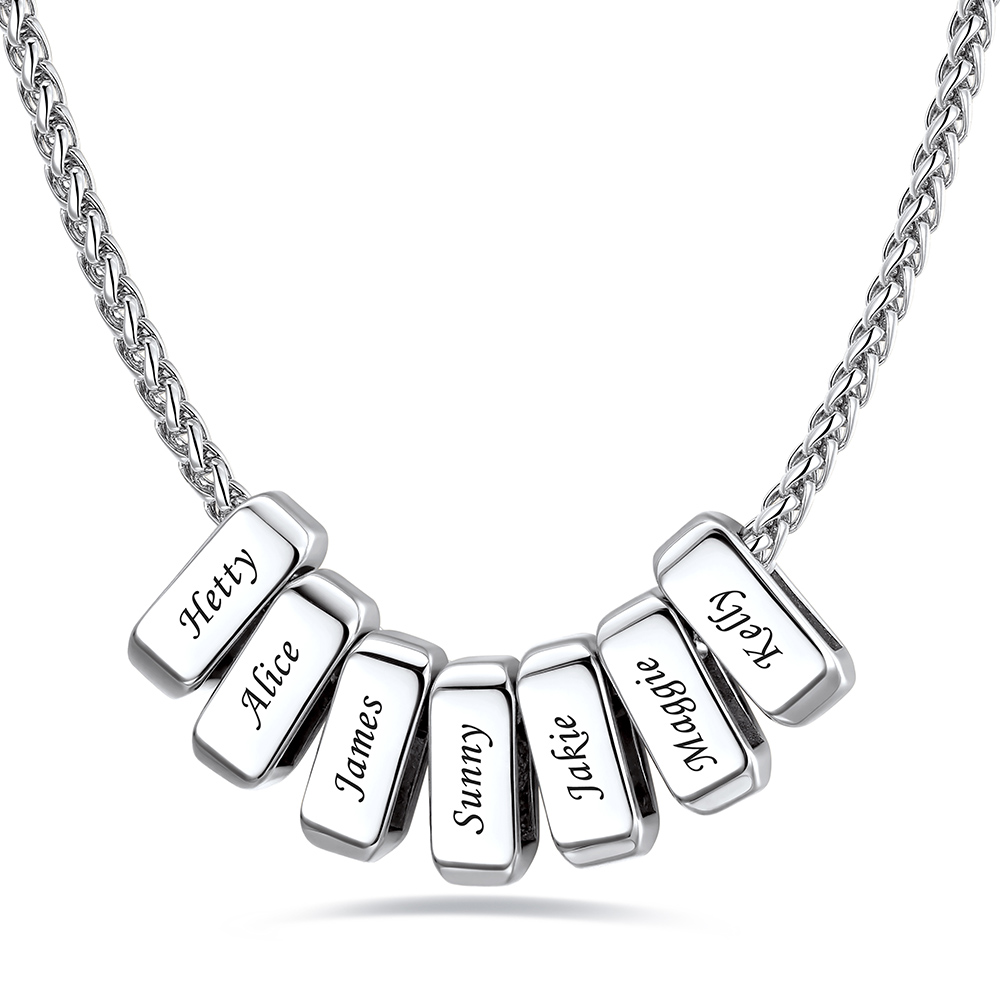 Custom Engraved Names Bead 3mm Cable Chain For Men