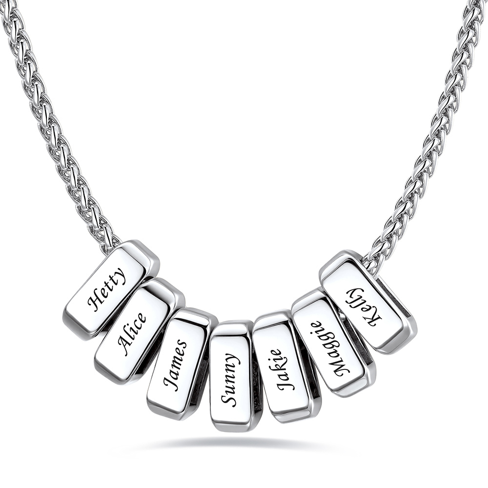 Custom Engraved Names Bead 3mm Cable Chain For Men