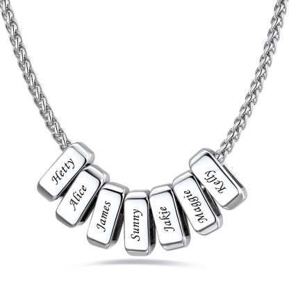 Custom Engraved Names Bead 3mm Cable Chain For Men