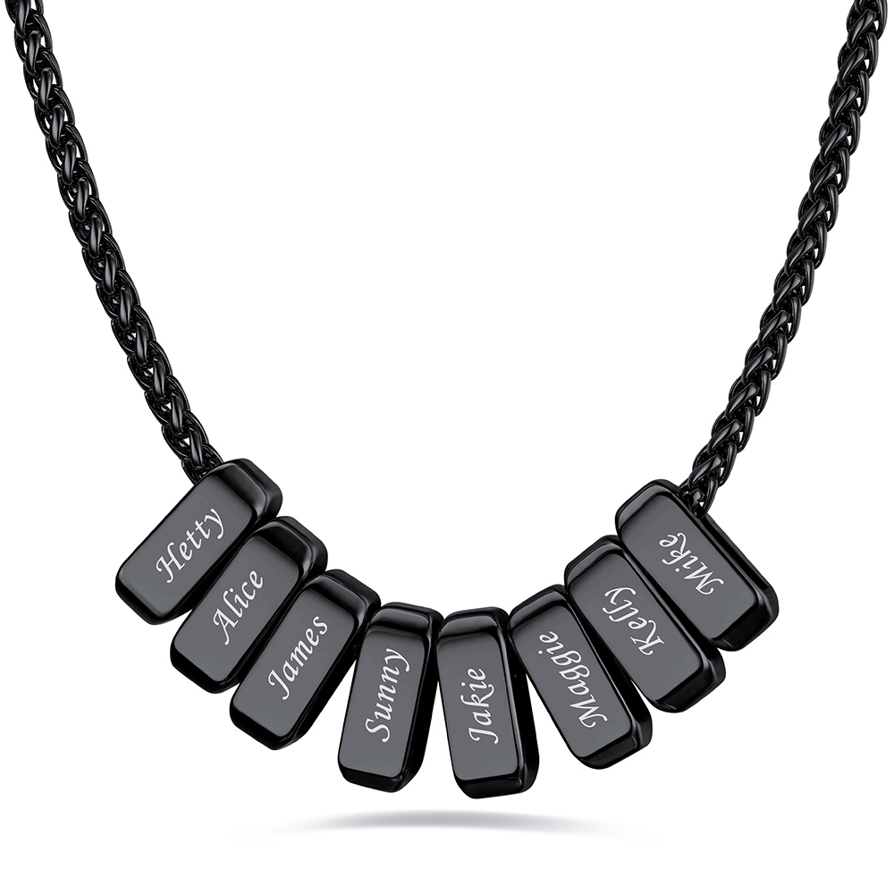 Custom Engraved Names Bead 3mm Cable Chain For Men