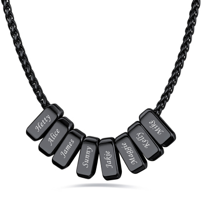 Custom Engraved Names Bead 3mm Cable Chain For Men