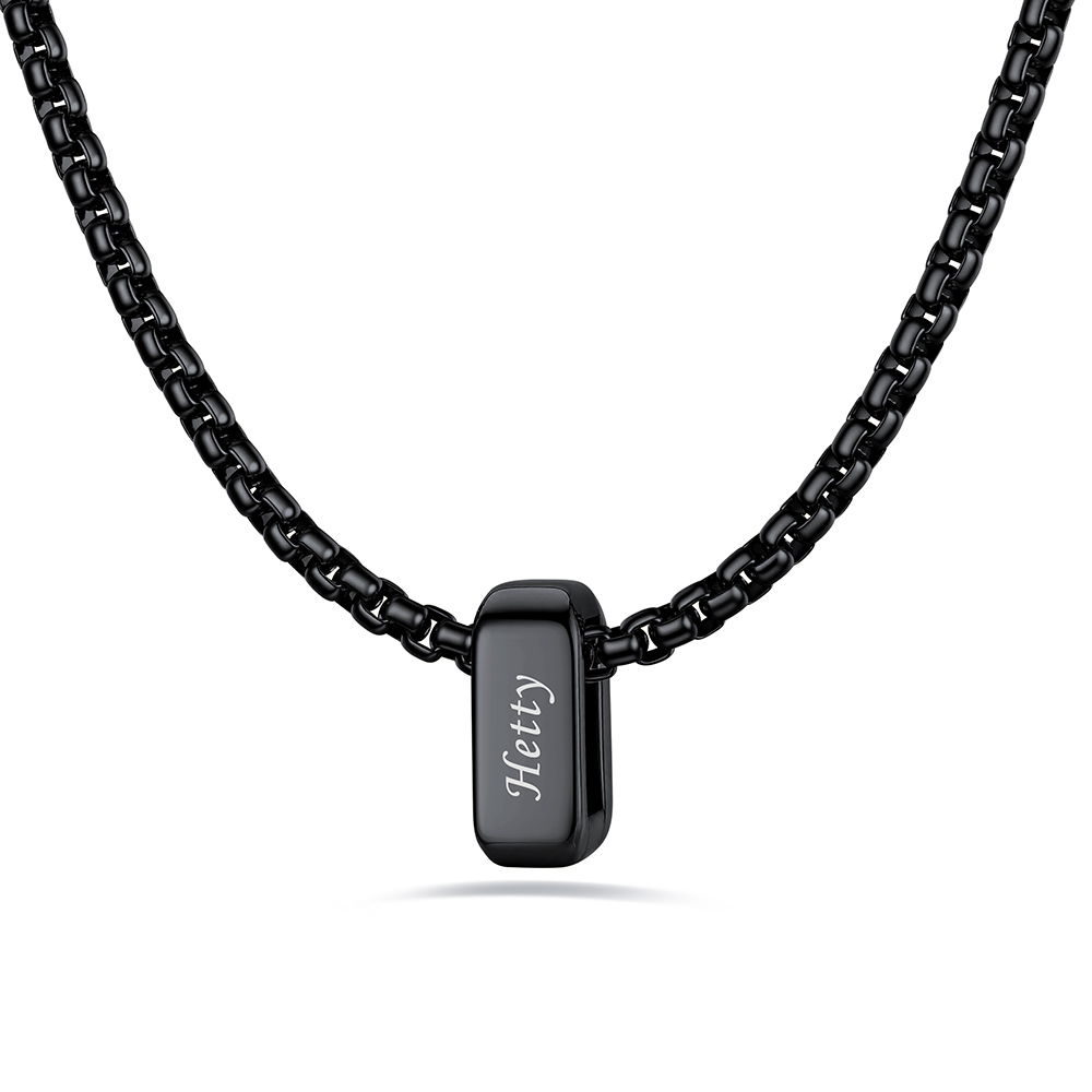 Custom Engraved Bead Names Box Chain For Her