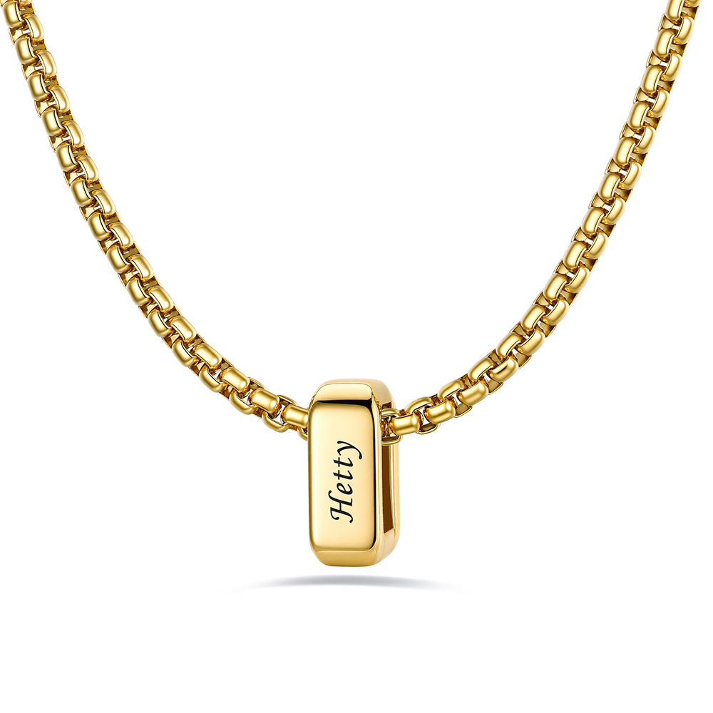 Custom Engraved Bead Names Box Chain For Her