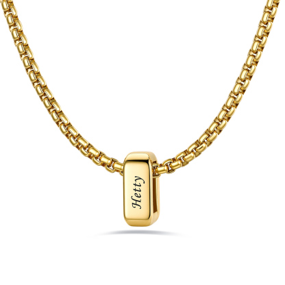 Custom Engraved Bead Names Box Chain For Her