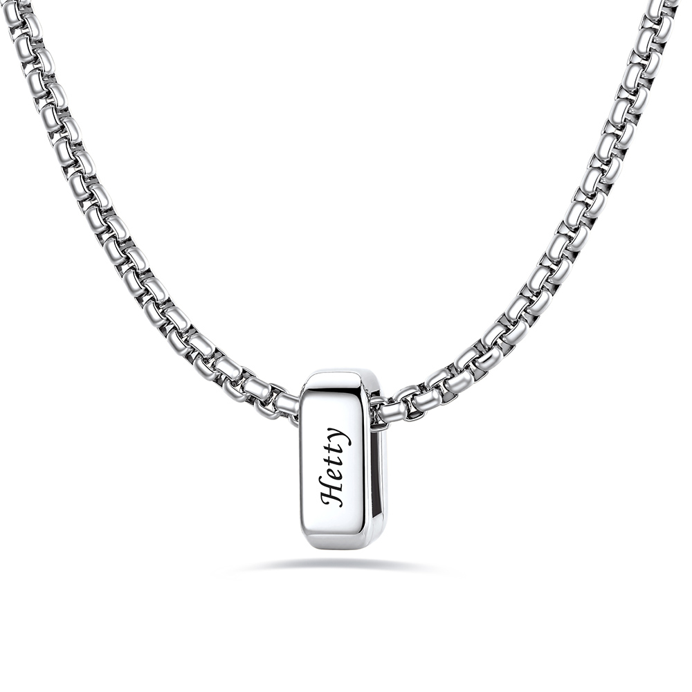 Custom Engraved Bead Names Box Chain For Her