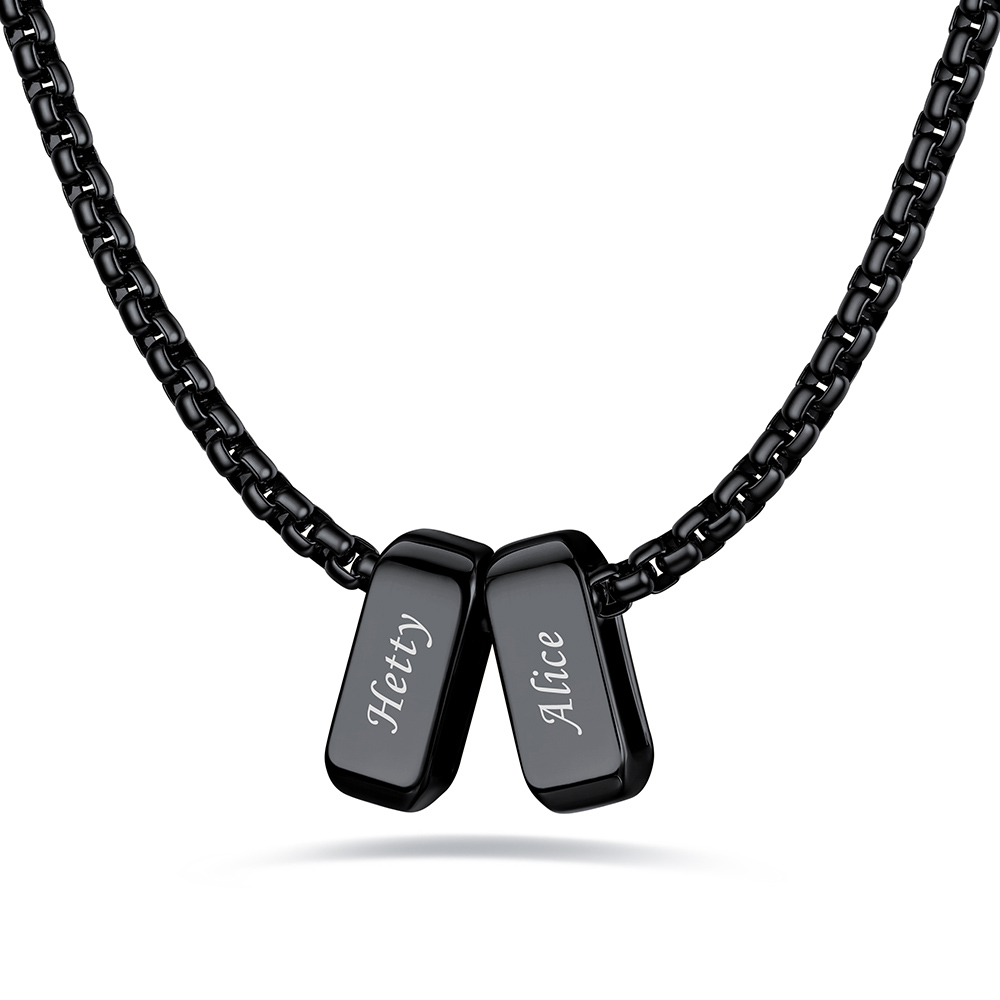 Custom Engraved Bead Names Box Chain For Her