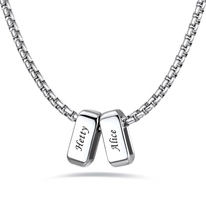 Custom Engraved Bead Names Box Chain For Her