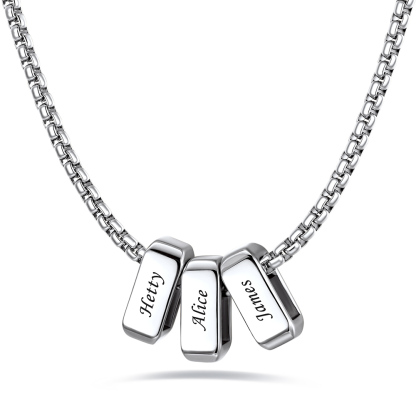 Custom Engraved Bead Names Box Chain For Her