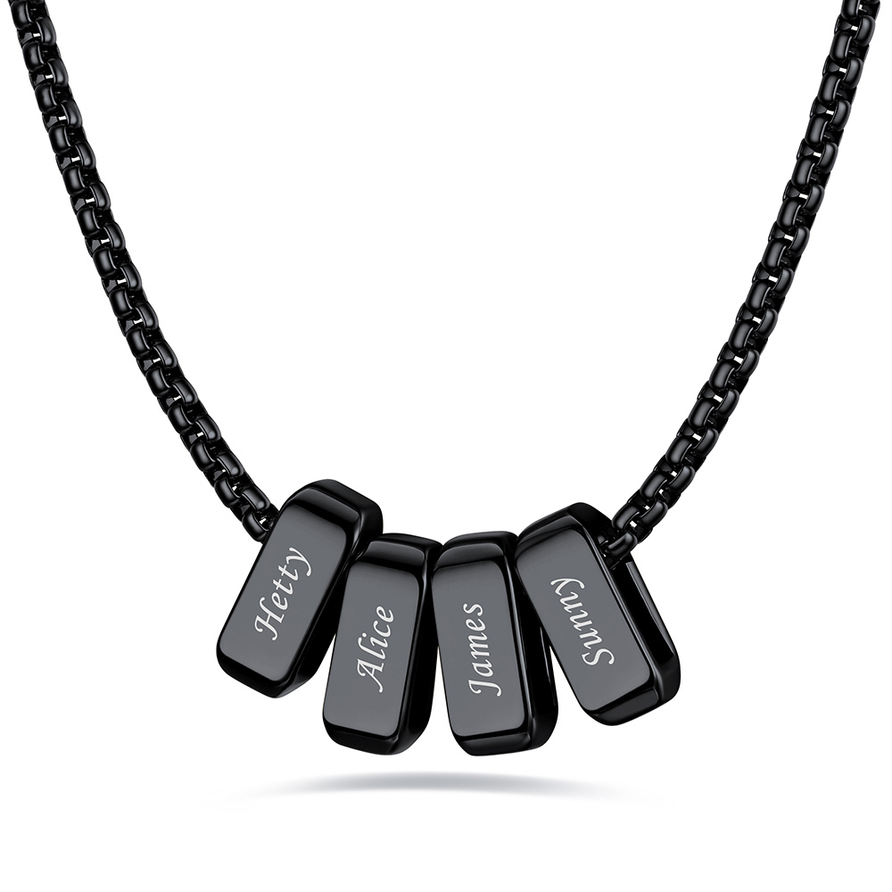 Custom Engraved Bead Names Box Chain For Her