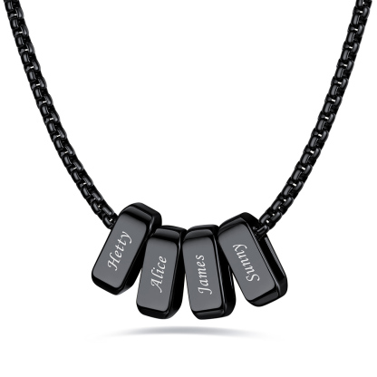 Custom Engraved Bead Names Box Chain For Her