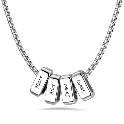 Custom Engraved Bead Names Box Chain For Her