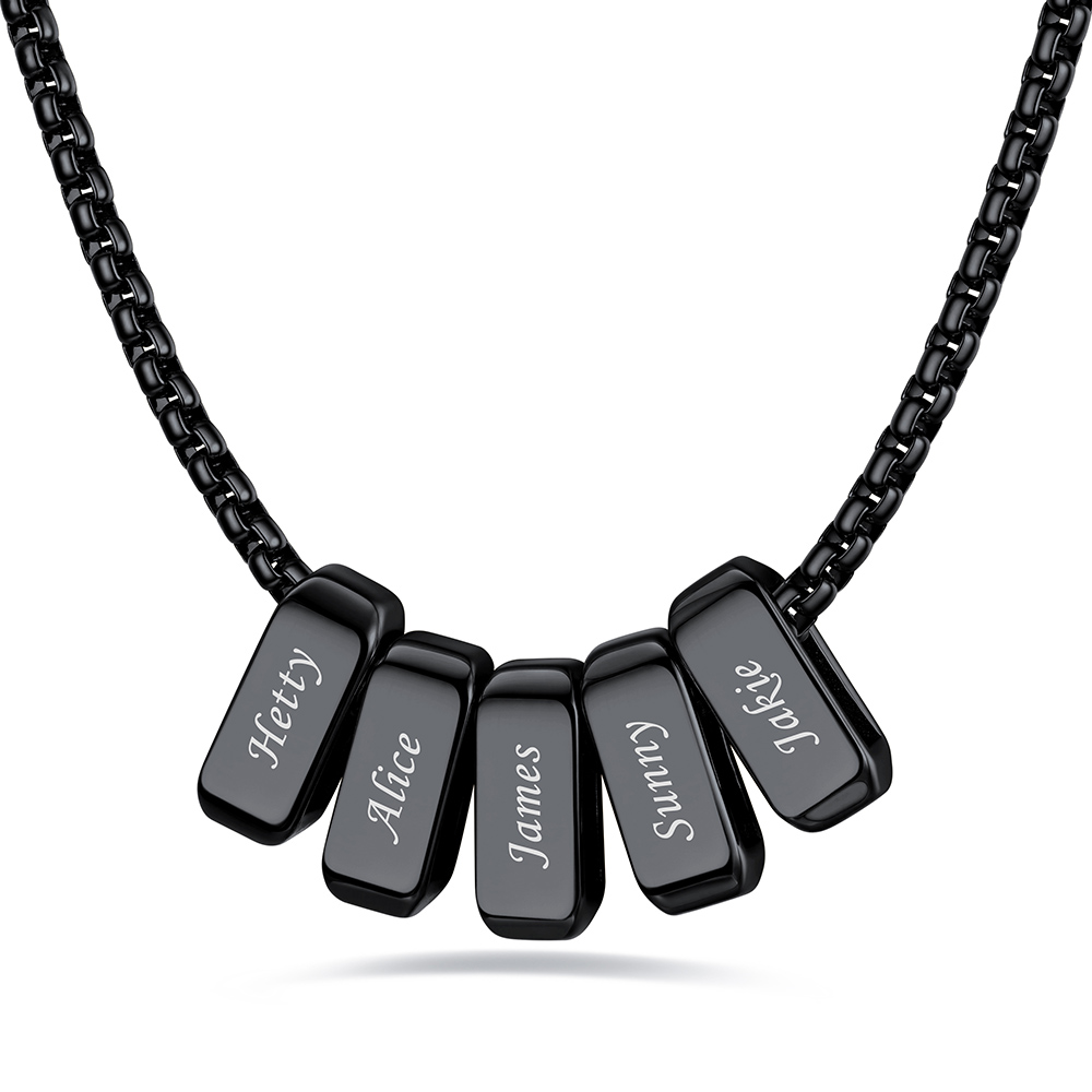 Custom Engraved Bead Names Box Chain For Her