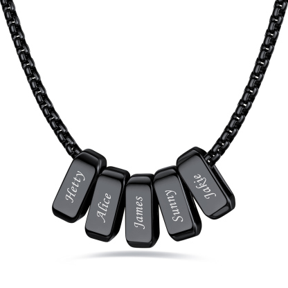 Custom Engraved Bead Names Box Chain For Her