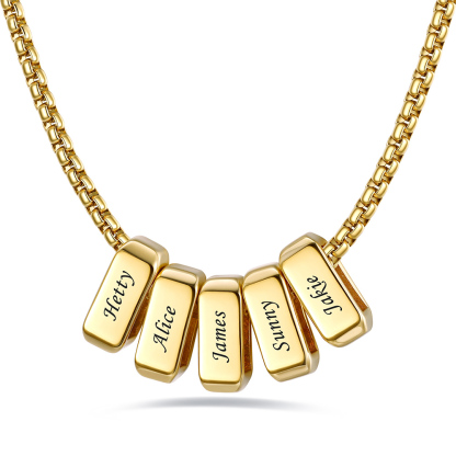 Custom Engraved Bead Names Box Chain For Her