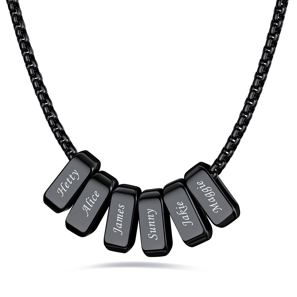Custom Engraved Bead Names Box Chain For Her