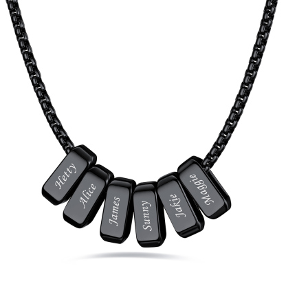 Custom Engraved Bead Names Box Chain For Her