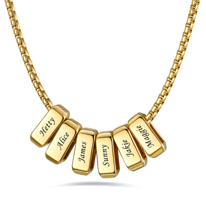 Custom Engraved Bead Names Box Chain For Her