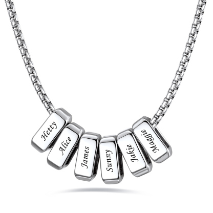 Custom Engraved Bead Names Box Chain For Her