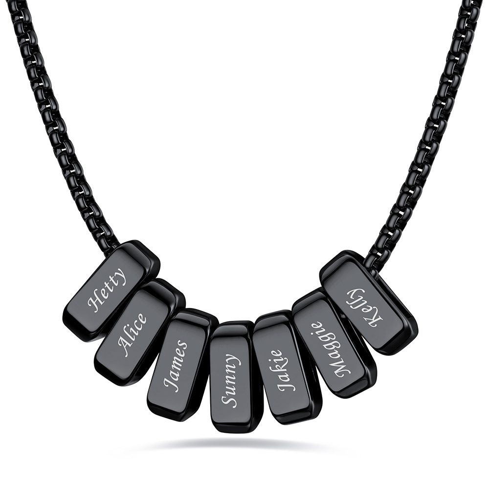 Custom Engraved Bead Names Box Chain For Her