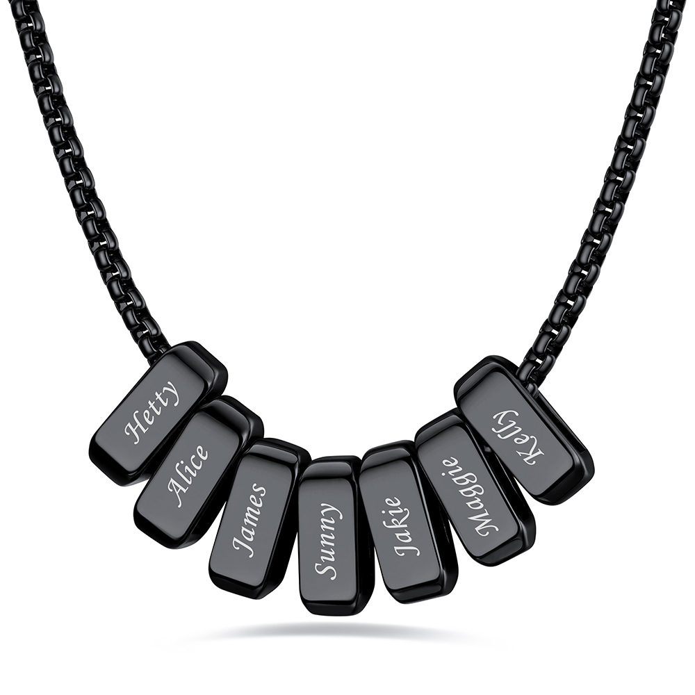 Custom Engraved Bead Names Box Chain For Her