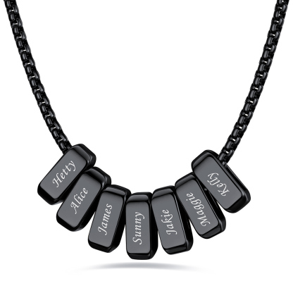 Custom Engraved Bead Names Box Chain For Her