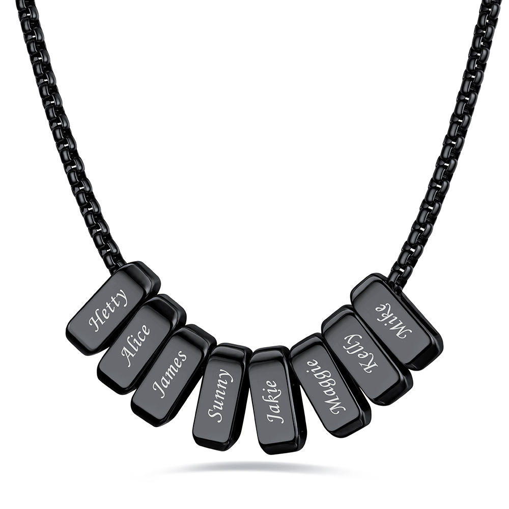 Custom Engraved Bead Names Box Chain For Her