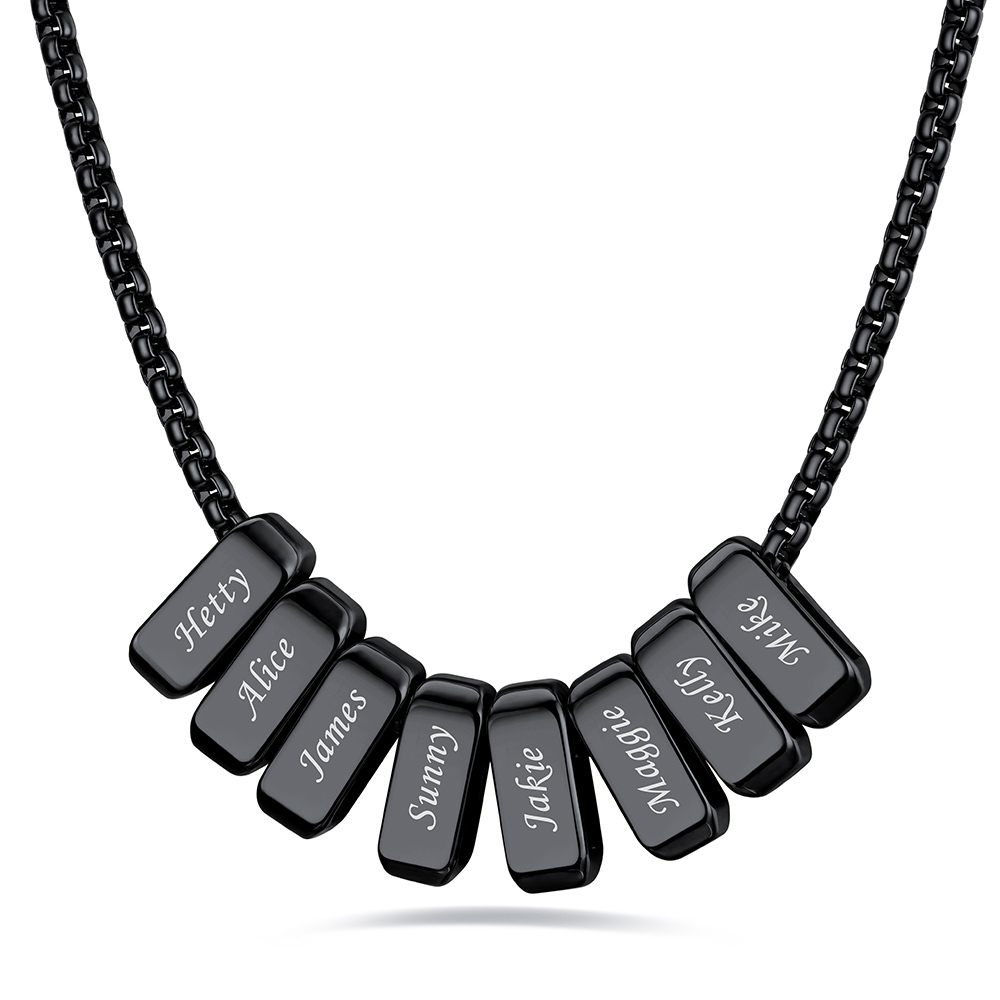 Custom Engraved Bead Names Box Chain For Her