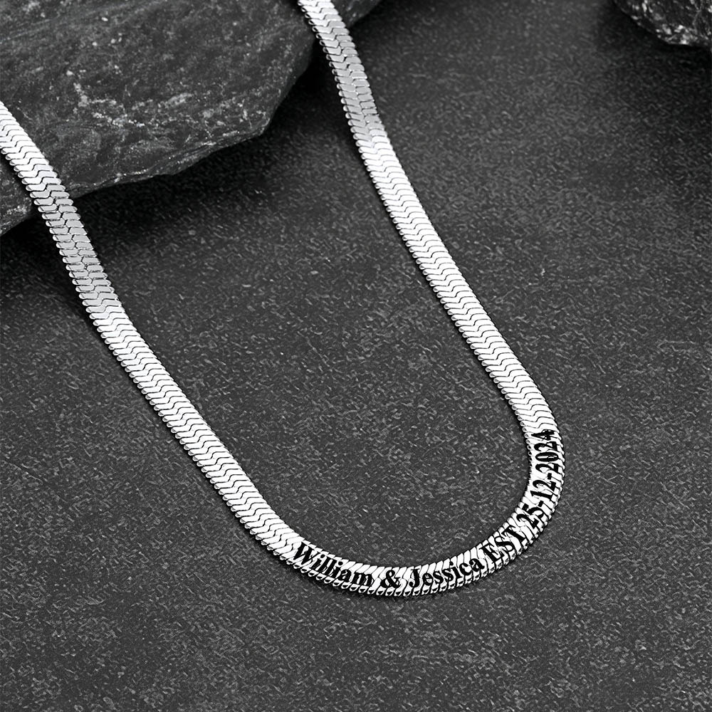Custom Engraved Choker 5mm Flat Snake Chain For Her