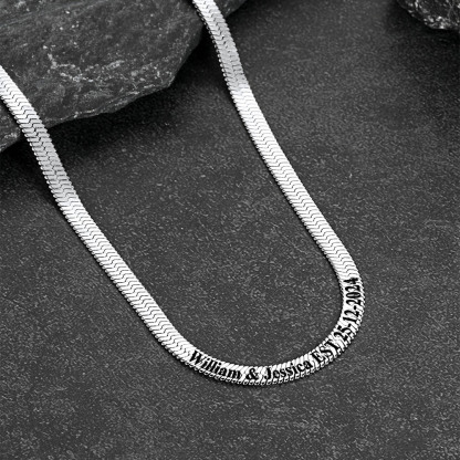 Custom Engraved Choker 5mm Flat Snake Chain For Her