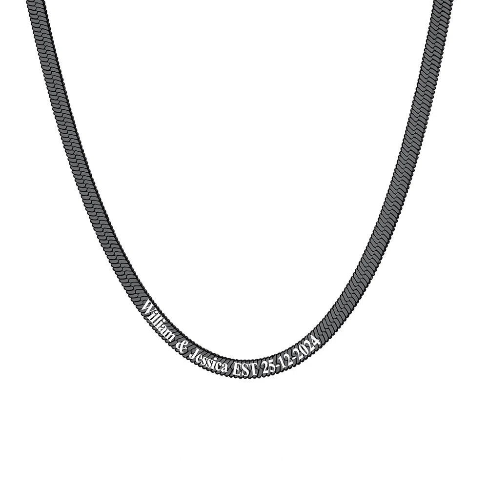 Custom Engraved Choker 5mm Flat Snake Chain For Her