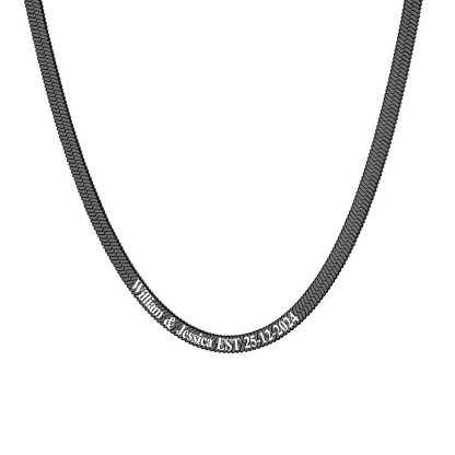 Custom Engraved Choker 5mm Flat Snake Chain For Her