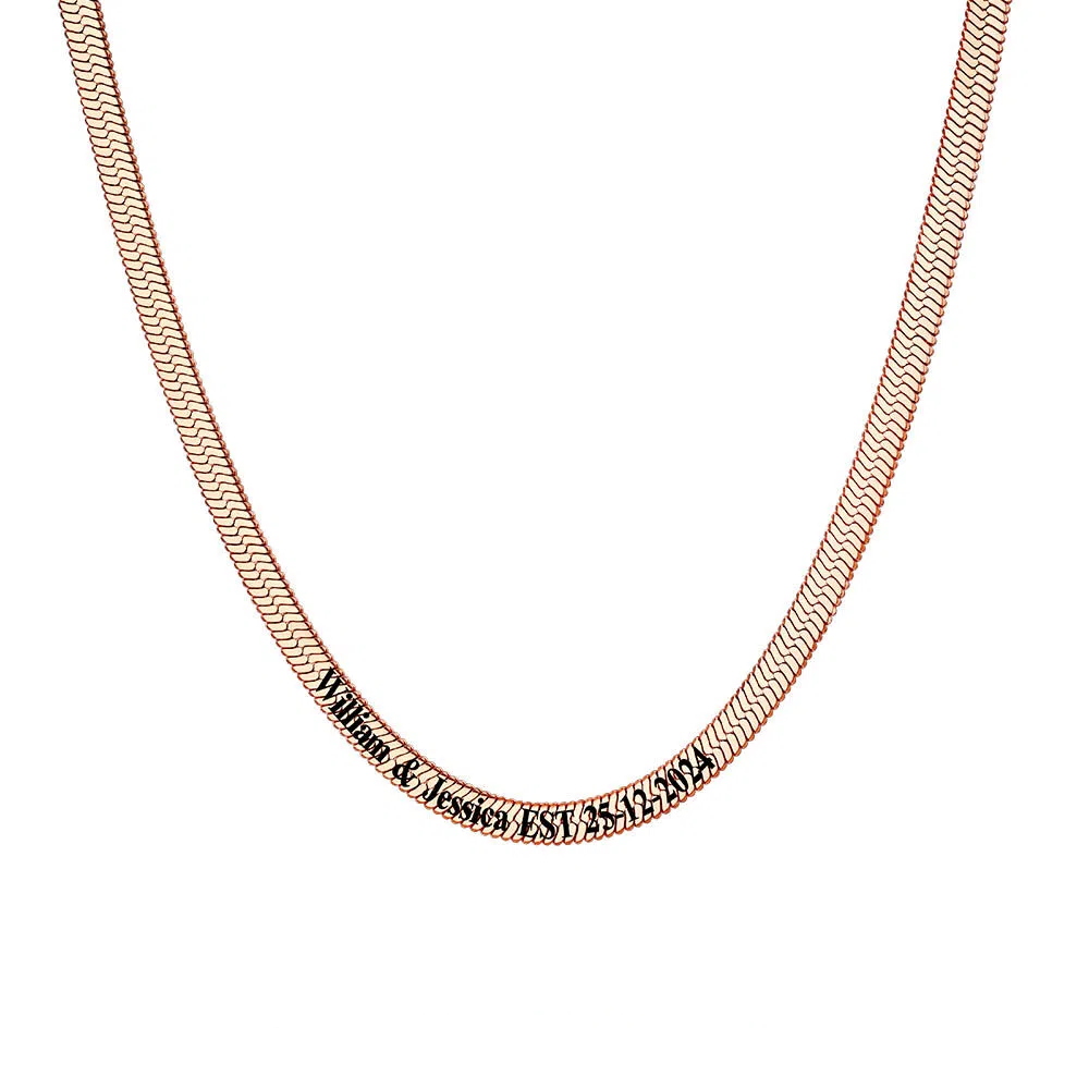 Custom Engraved Choker 5mm Flat Snake Chain For Her