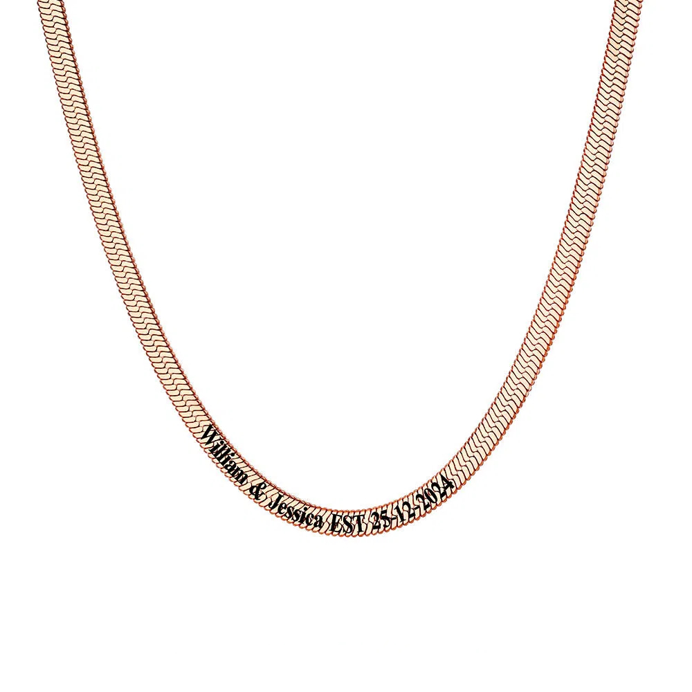 Custom Engraved Choker 5mm Flat Snake Chain For Her