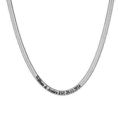Custom Engraved Choker 5mm Flat Snake Chain For Her