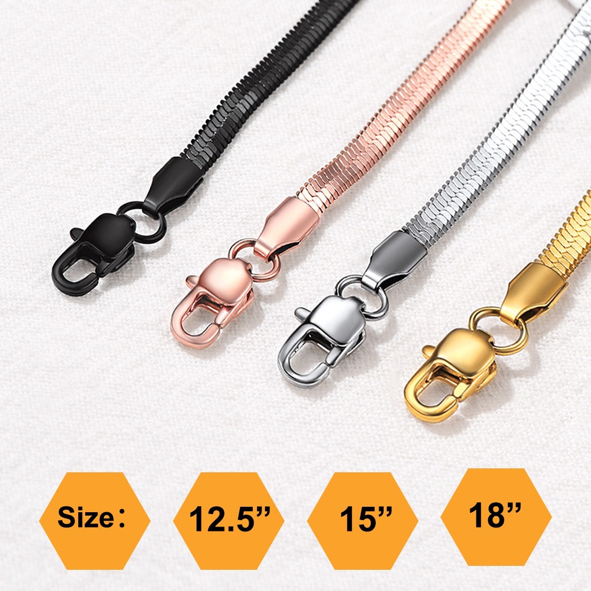 Custom Engraved Choker 5mm Flat Snake Chain For Her