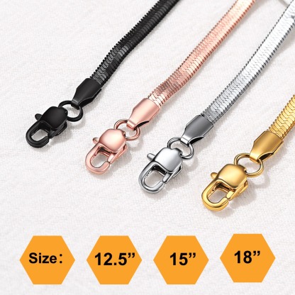 Custom Engraved Choker 5mm Flat Snake Chain For Her