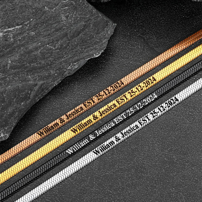 Custom Engraved Choker 5mm Flat Snake Chain For Her