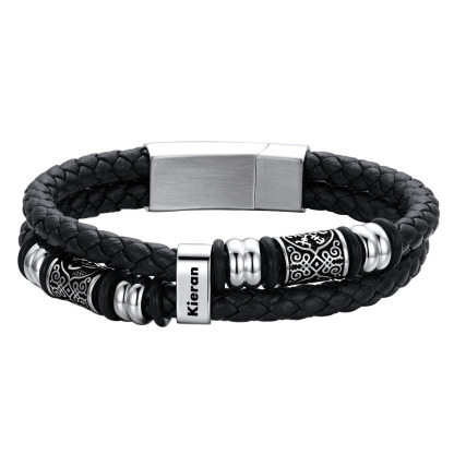 Custom Engraved Compass Celtic Bracelet, Stainless Steel, Gift for Him