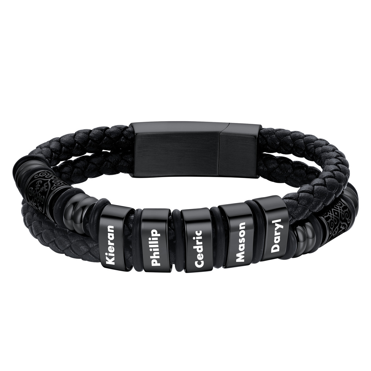 Custom Engraved Name Compass Celtic Leather Bracelet For Him