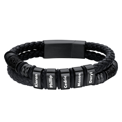 Custom Engraved Name Compass Celtic Leather Bracelet For Him