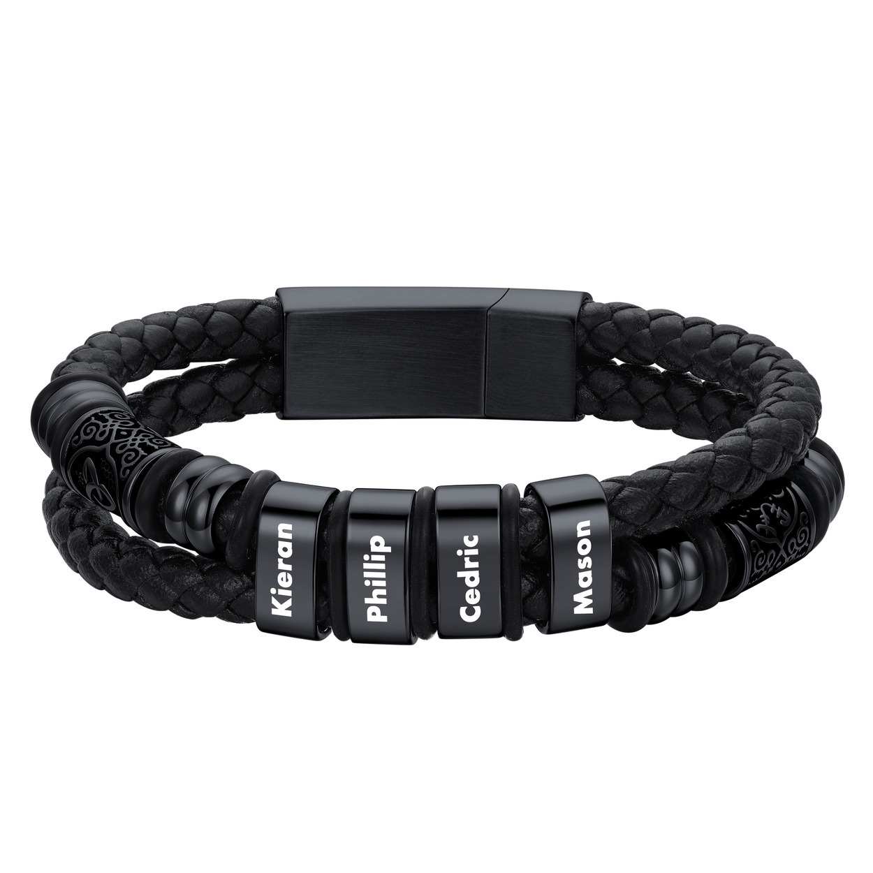Custom Engraved Name Compass Celtic Leather Bracelet For Him