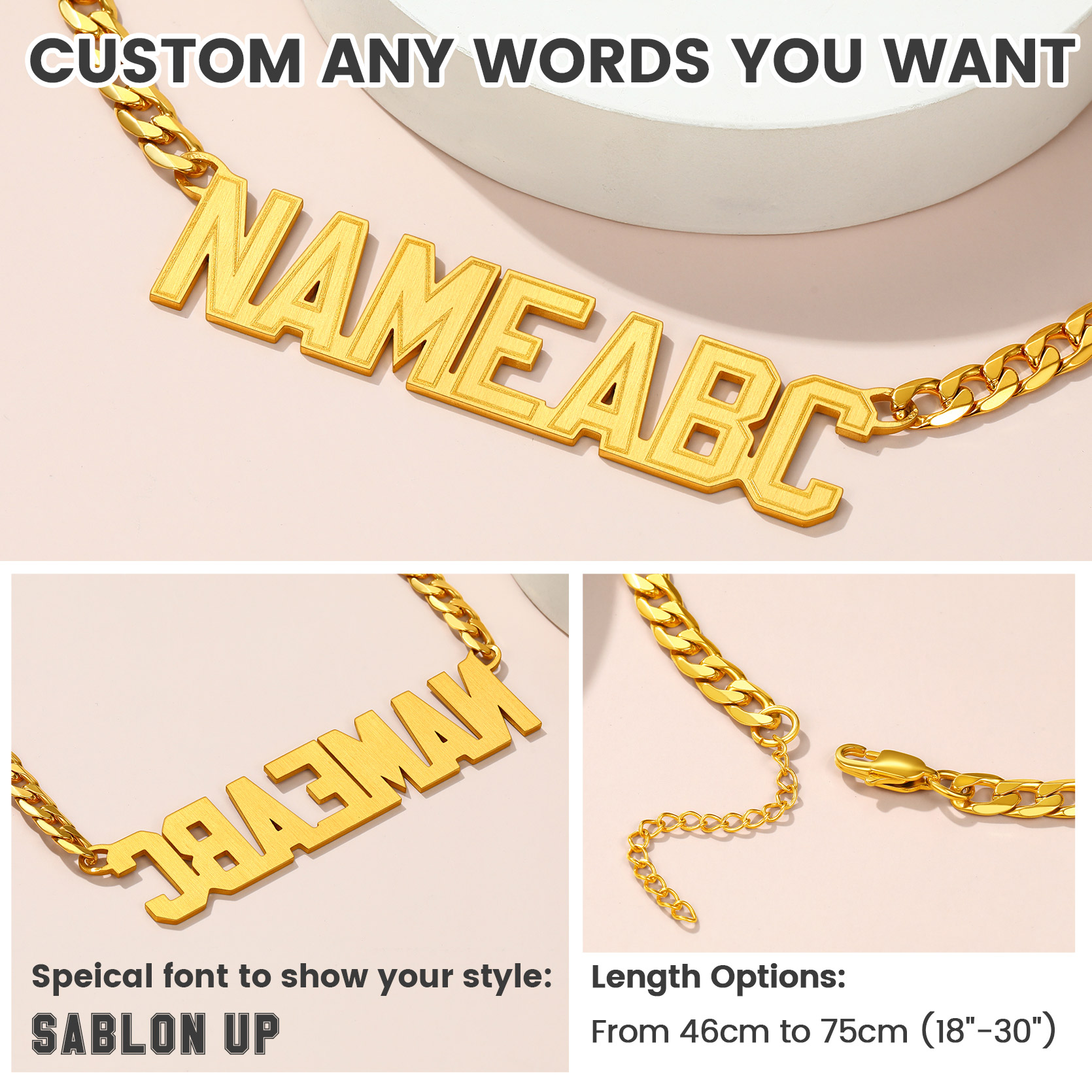 Custom Engraved Name Pendant For Her&Him