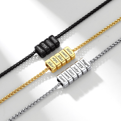 Custom Engraved Names Bead 3mm Cable Chain For Men