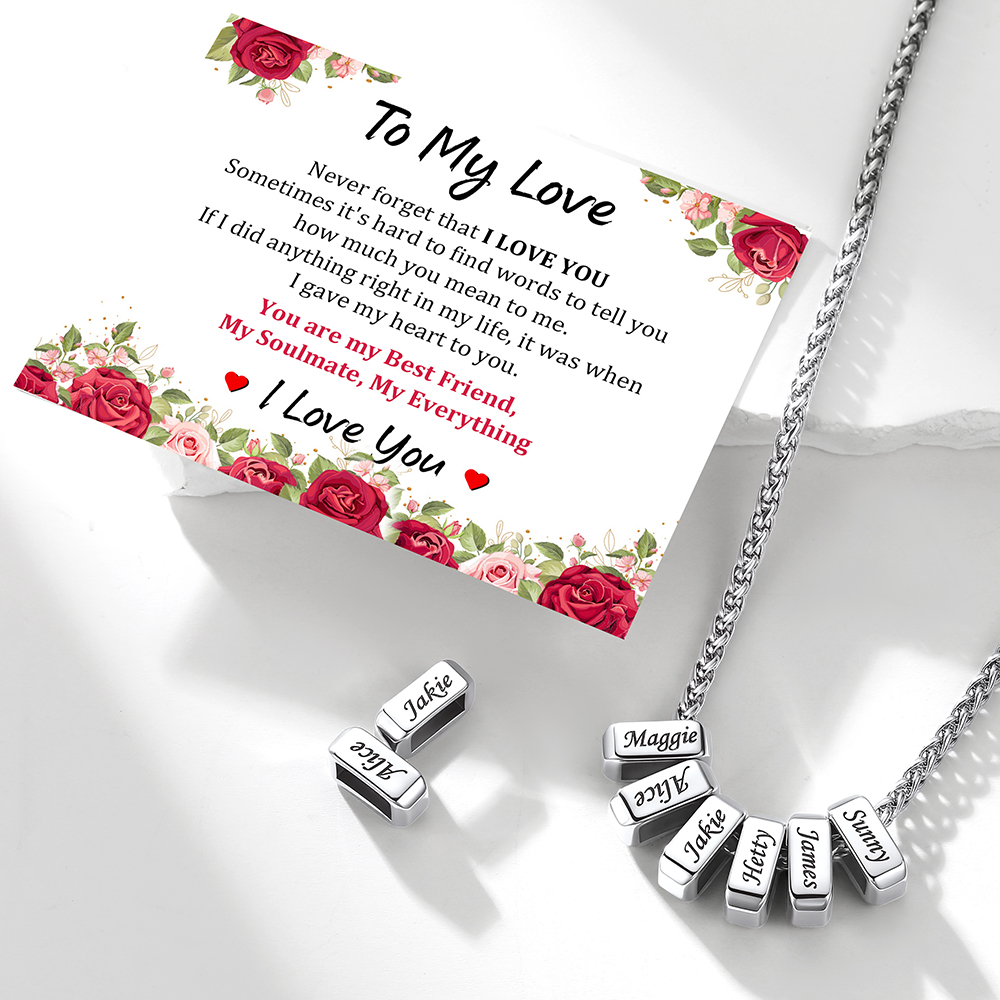 Custom Engraved Names Bead 3mm Cable Chain For Men
