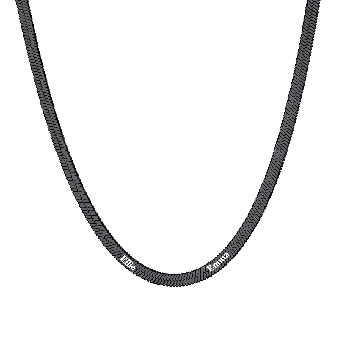 Custom Name Choker Necklace, Black Stainless Steel Flat Snake Chain, Gift for Mom