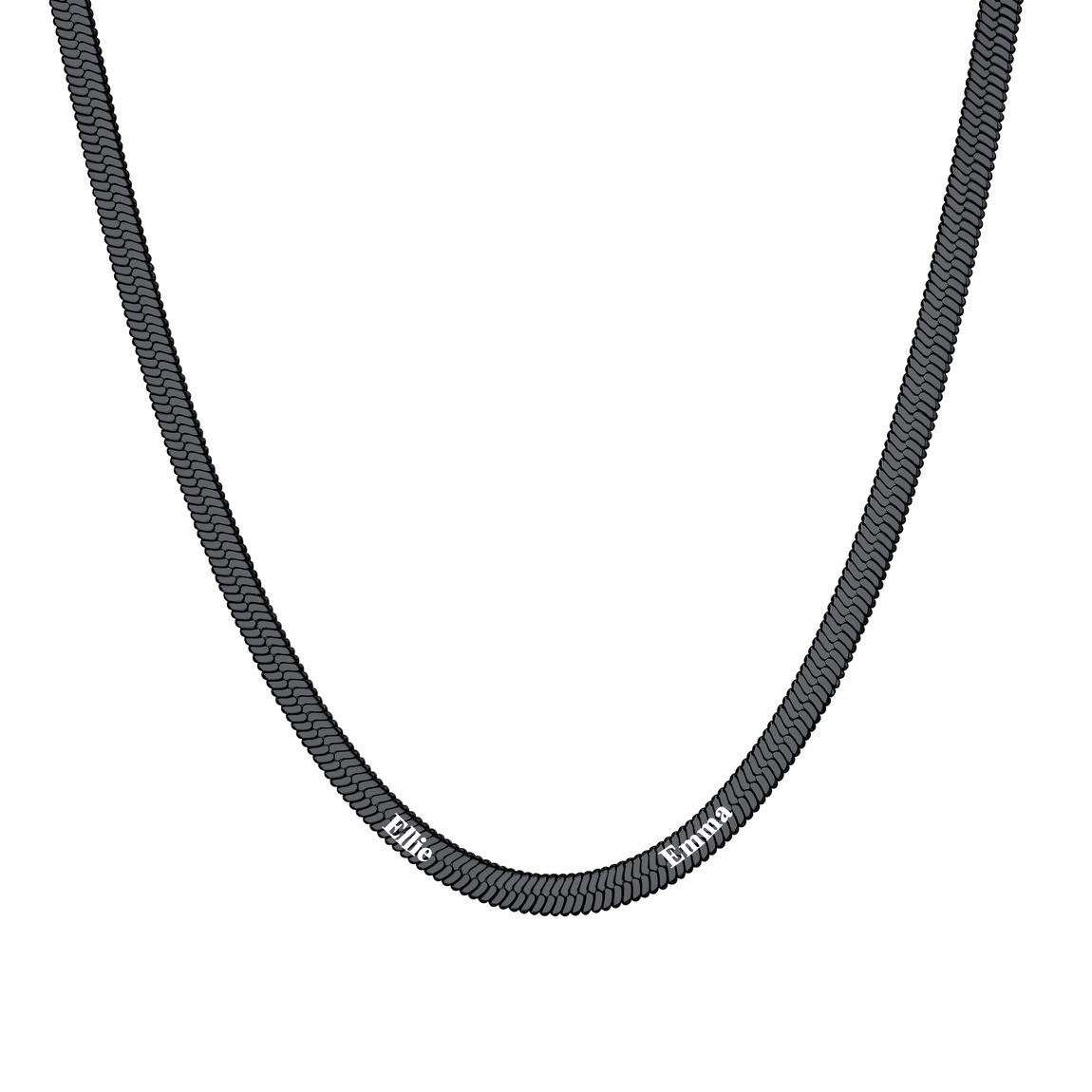 Custom Name Choker Necklace, Black Stainless Steel Flat Snake Chain, Gift for Mom