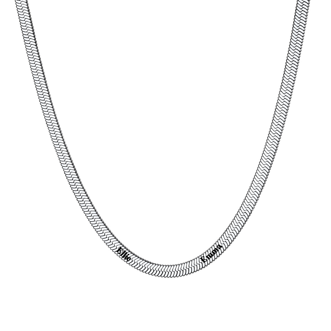 Custom Family Names Choker Flat Snake Chain For Her